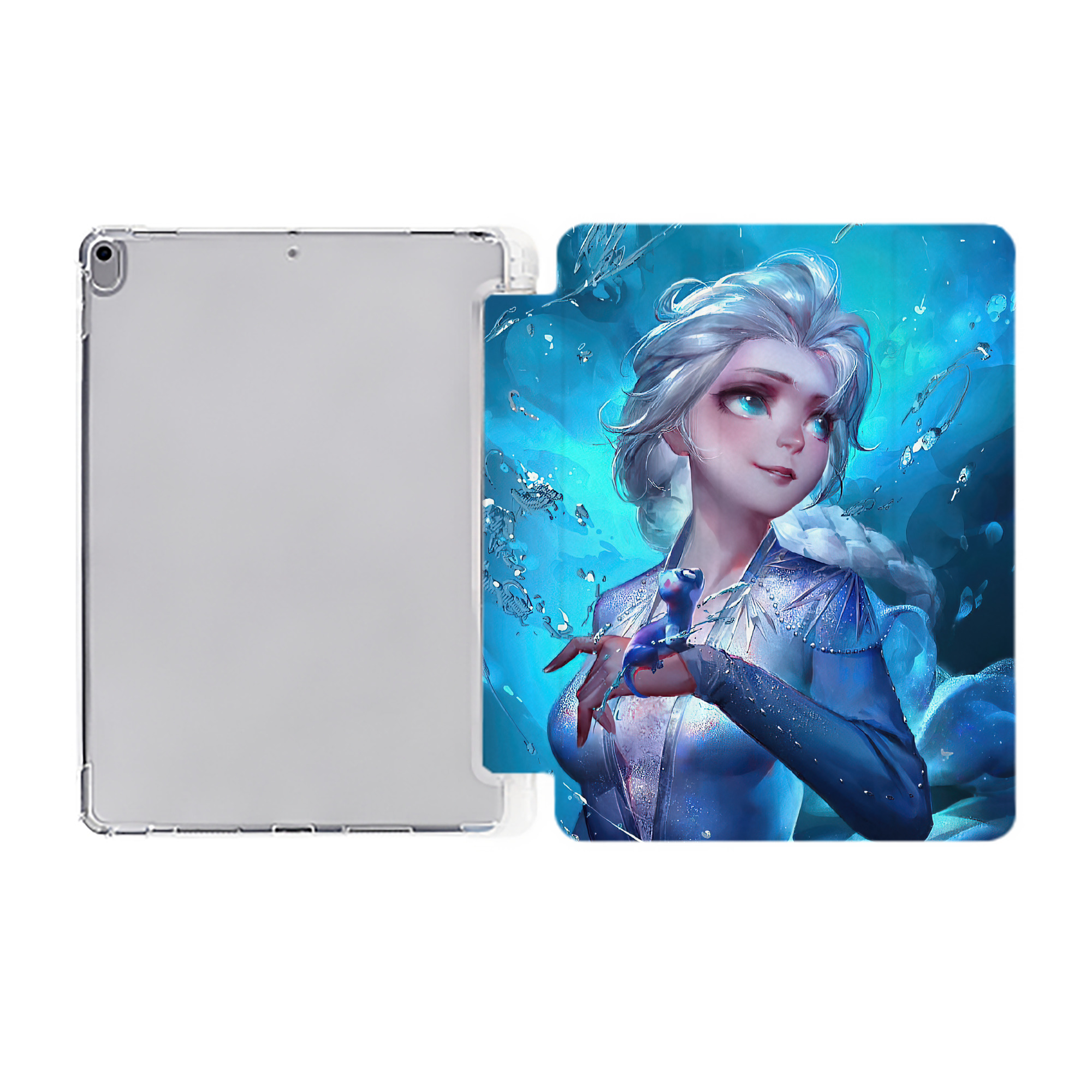 （画像用） アナと雪の女王 アンナ エルサ Frozen Anna Elsa IPad ケース ペン収納付き 三つ折りスタンド PUレザー×シリコン 対応機種9.5/10.5/10.9インチ